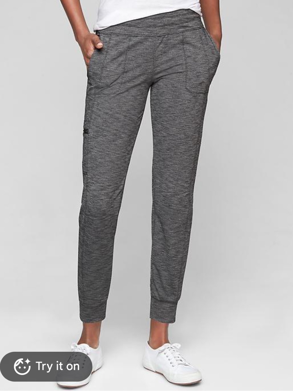 Athleta | Metro jogger gray mid rise stretch banded athletic pants size large